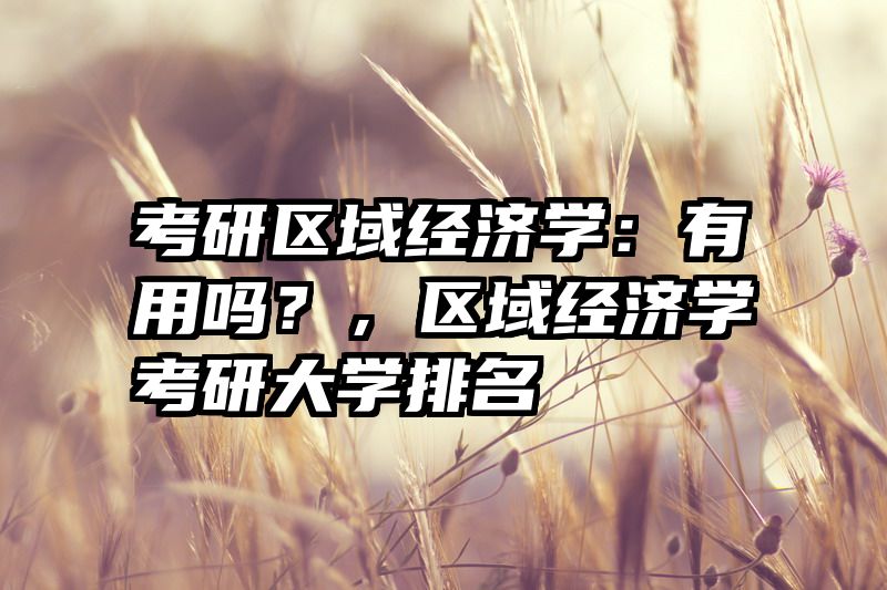 考研区域经济学：有用吗？，区域经济学考研大学排名