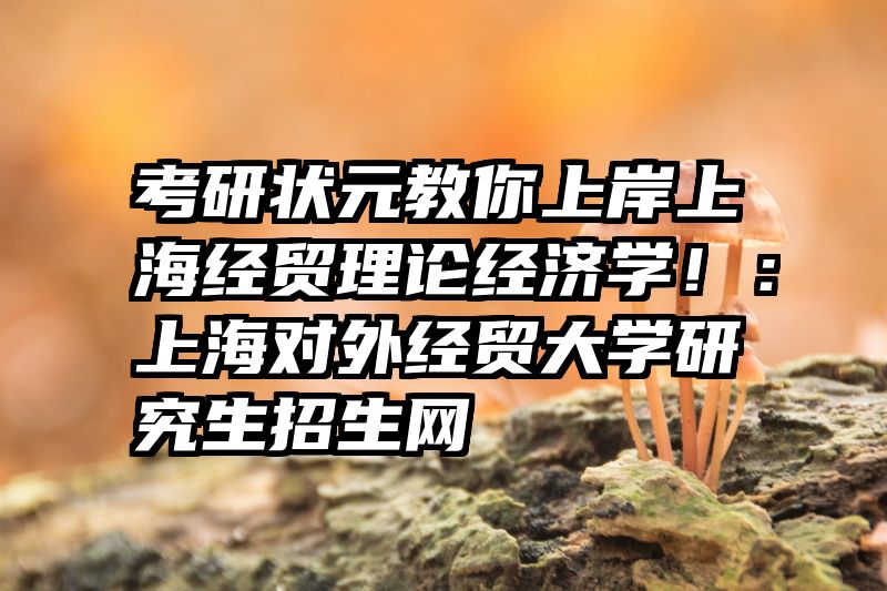 考研状元教你上岸上海经贸理论经济学！：上海对外经贸大学研究生招生网