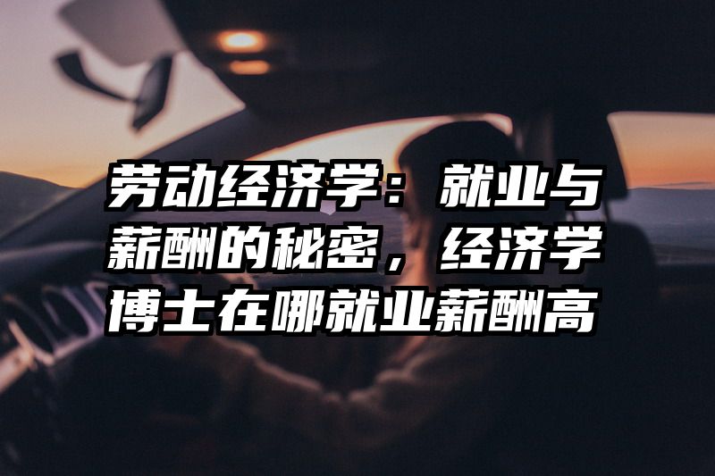 劳动经济学：就业与薪酬的秘密，经济学博士在哪就业薪酬高
