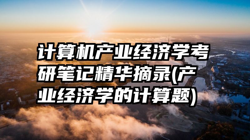 计算机产业经济学考研笔记精华摘录(产业经济学的计算题)