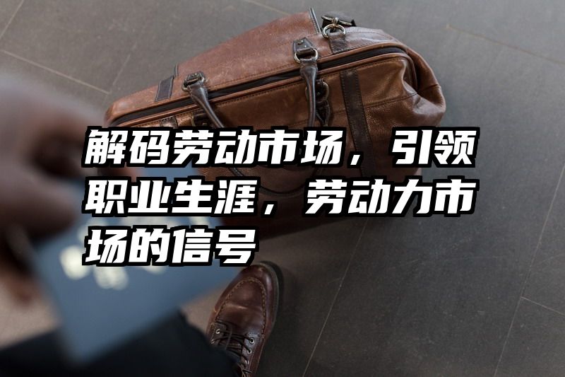 解码劳动市场，引领职业生涯，劳动力市场的信号
