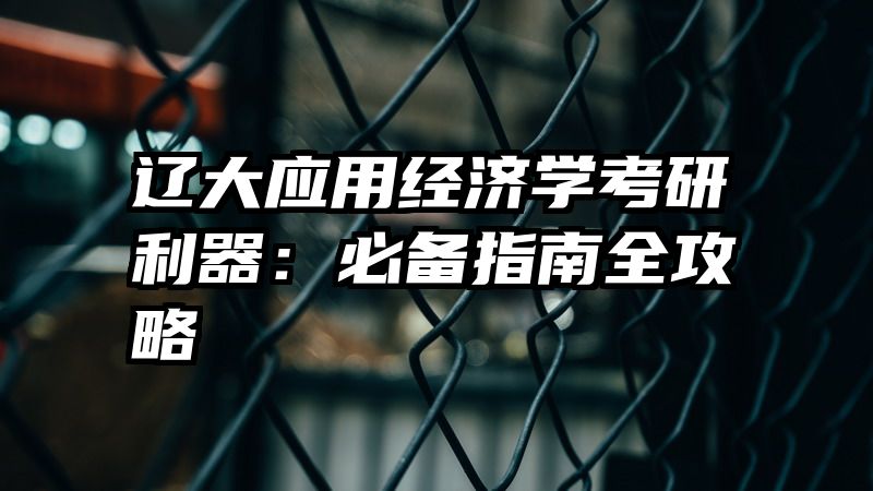 辽大应用经济学考研利器：必备指南全攻略