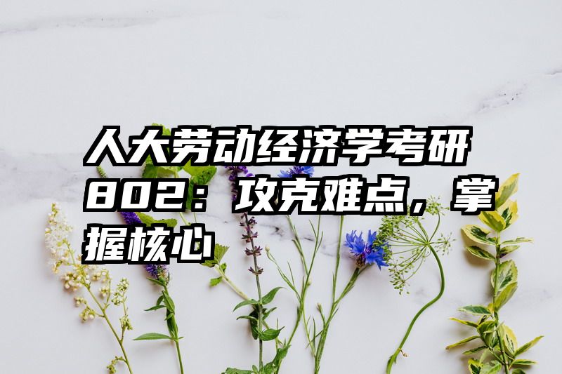 人大劳动经济学考研802：攻克难点，掌握核心
