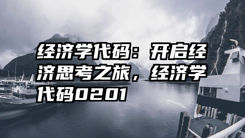 经济学代码：开启经济思考之旅，经济学代码0201