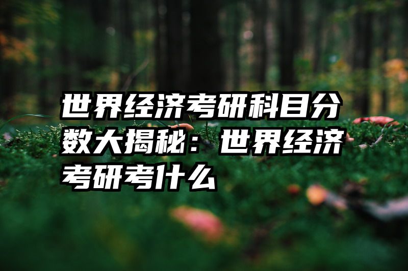 世界经济考研科目分数大揭秘：世界经济考研考什么