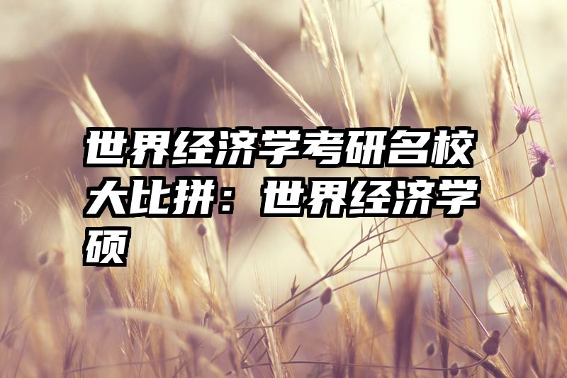 世界经济学考研名校大比拼：世界经济学硕