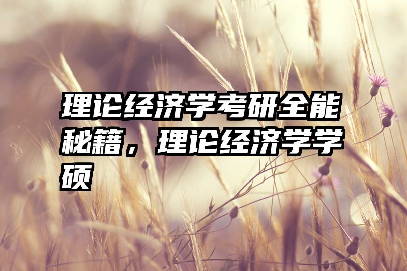 理论经济学考研全能秘籍，理论经济学学硕