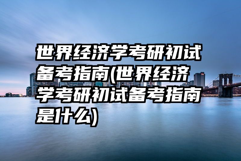 世界经济学考研初试备考指南(世界经济学考研初试备考指南是什么)
