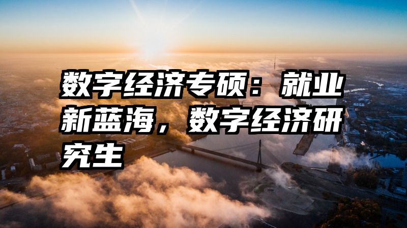 数字经济专硕：就业新蓝海，数字经济研究生