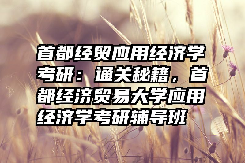 首都经贸应用经济学考研：通关秘籍，首都经济贸易大学应用经济学考研辅导班