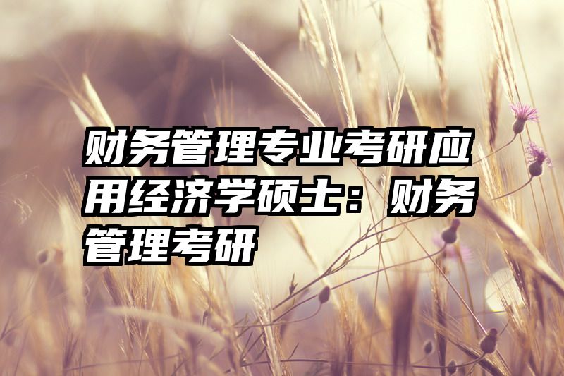 财务管理专业考研应用经济学硕士：财务管理考研