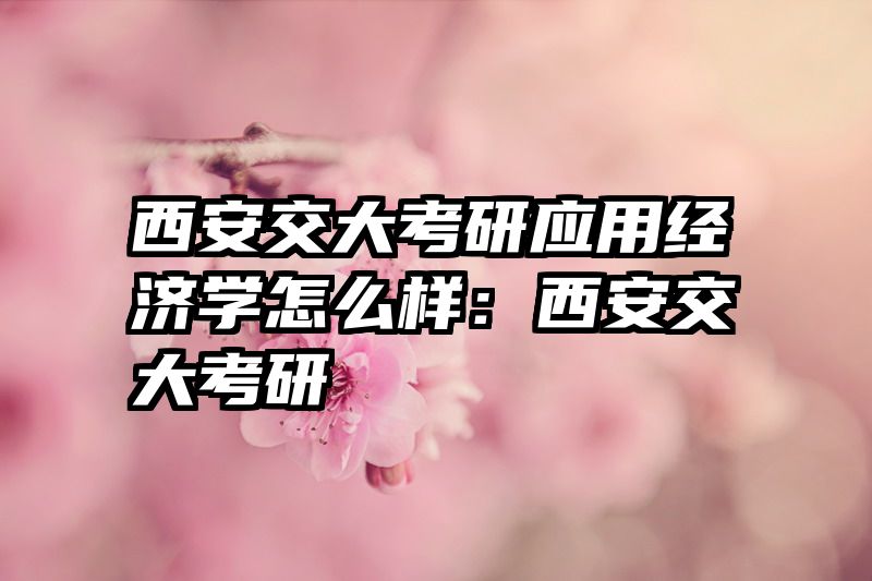 西安交大考研应用经济学怎么样：西安交大考研