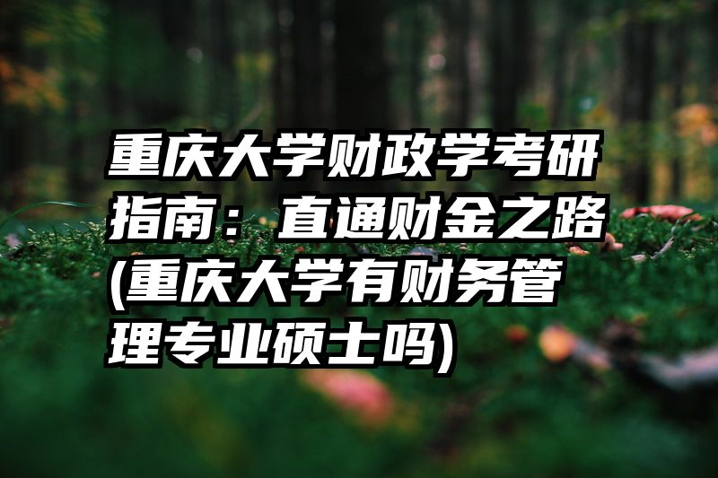 重庆大学财政学考研指南：直通财金之路(重庆大学有财务管理专业硕士吗)