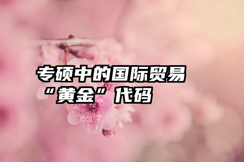 专硕中的国际贸易“黄金”代码