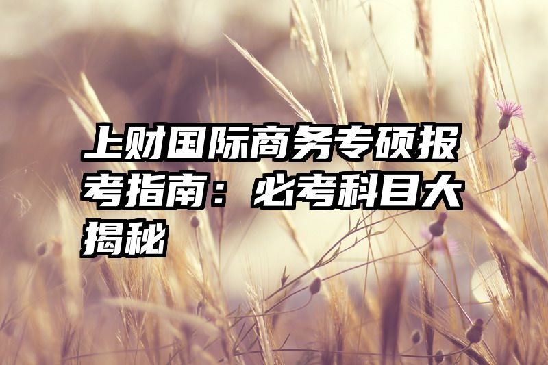 上财国际商务专硕报考指南：必考科目大揭秘