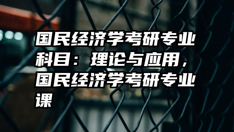 国民经济学考研专业科目：理论与应用，国民经济学考研专业课