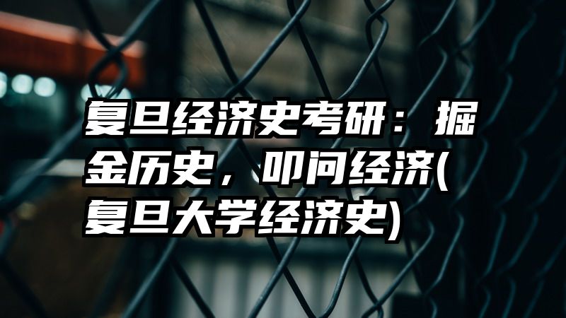 复旦经济史考研：掘金历史，叩问经济(复旦大学经济史)