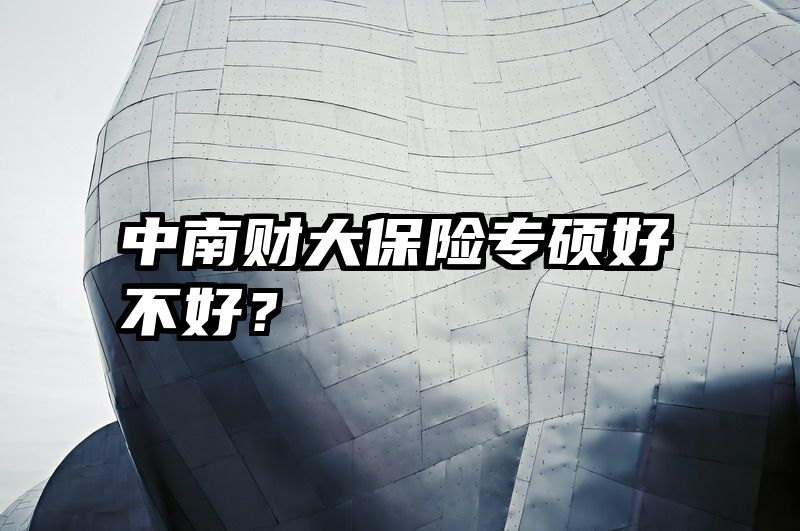 中南财大保险专硕好不好？