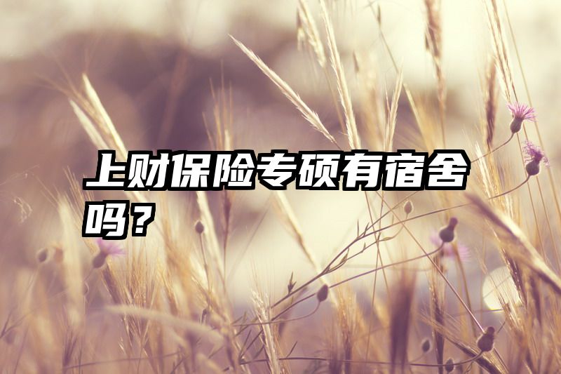 上财保险专硕有宿舍吗？