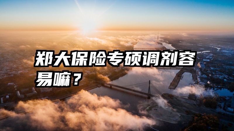 郑大保险专硕调剂容易嘛？