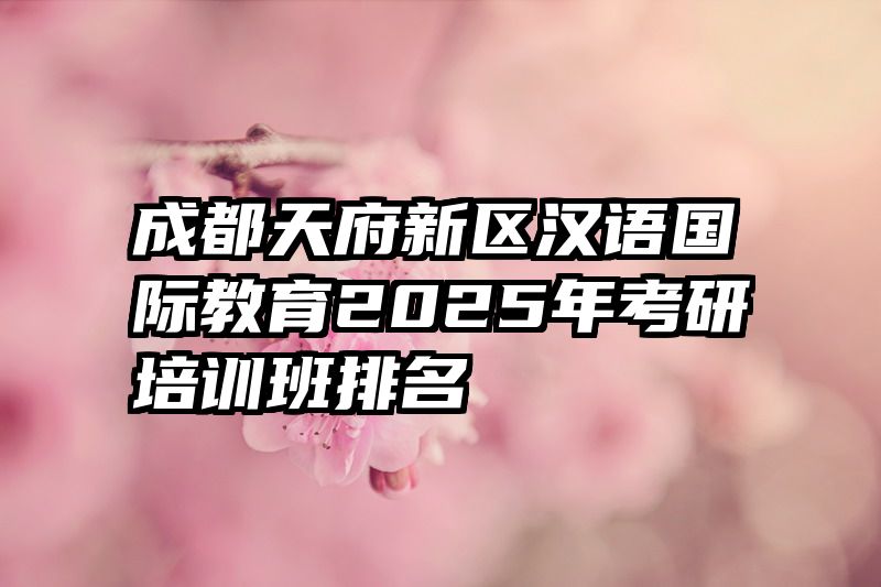 成都天府新区汉语国际教育2025年考研培训班排名