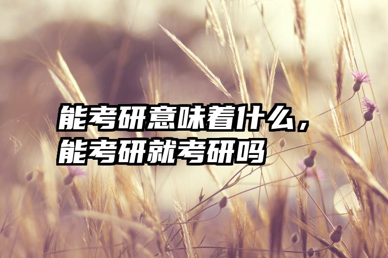 能考研意味着什么，能考研就考研吗