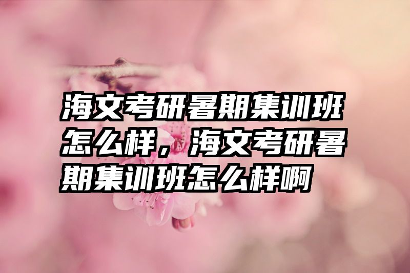 海文考研暑期集训班怎么样，海文考研暑期集训班怎么样啊