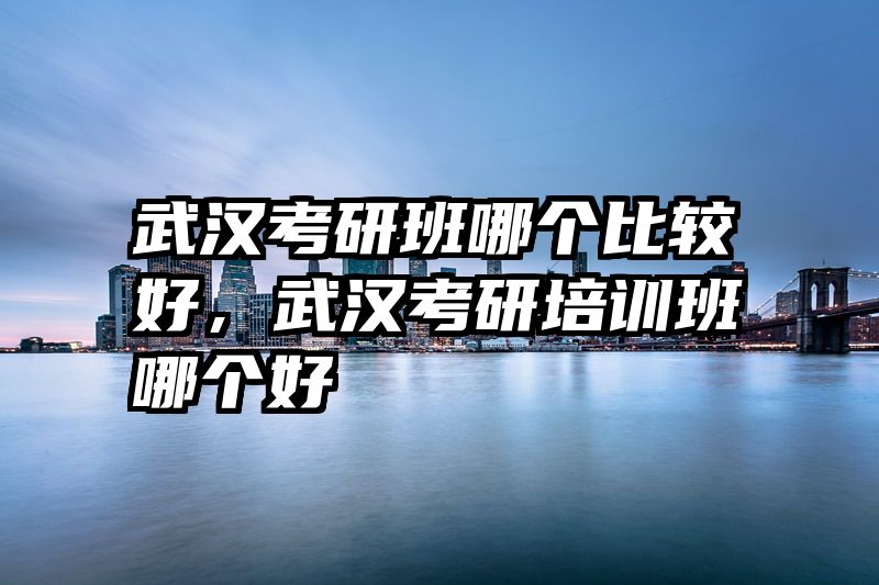 武汉考研班哪个比较好，武汉考研培训班哪个好