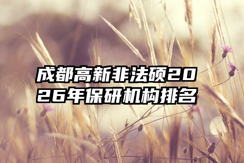 成都高新非法硕2026年保研机构排名